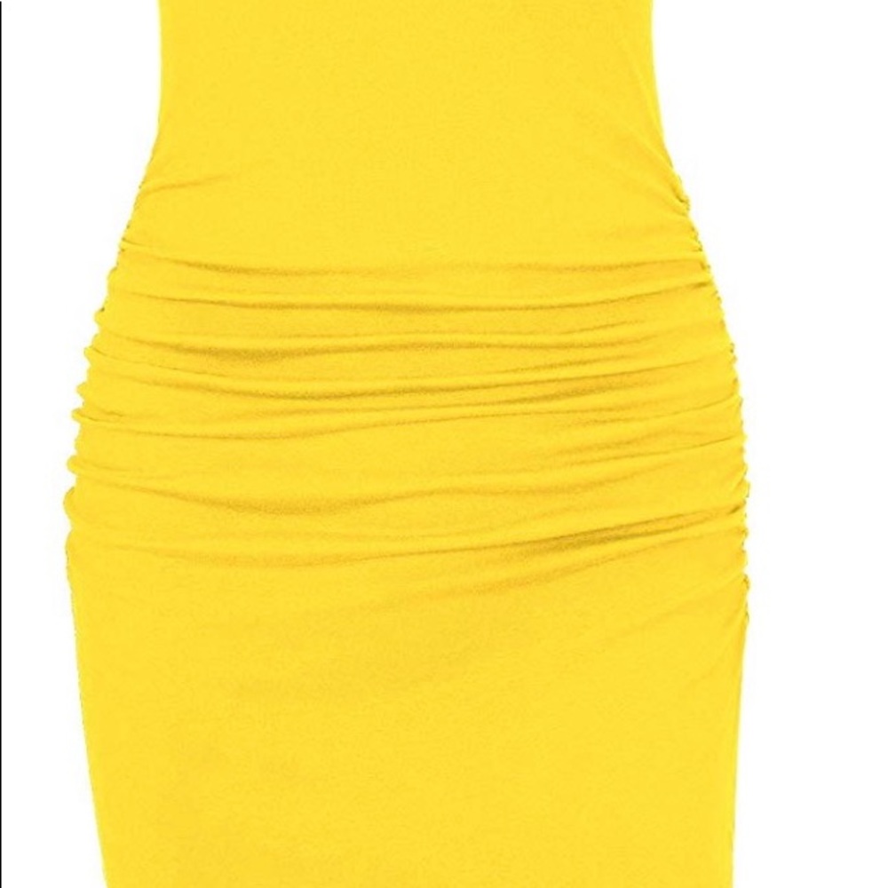 Missufe Yellow Bodycon Dress Large